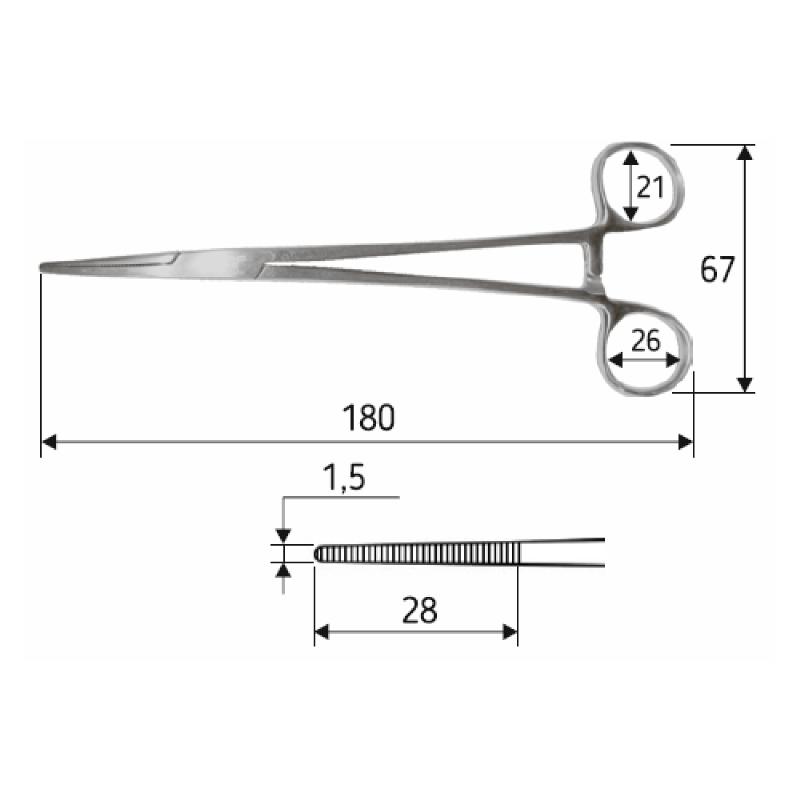 Затискач судинний Halsted-Mosquito, прямий, 18см, J-17-033, Surgicon.